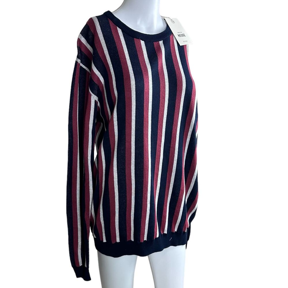 Never Lose Hedge Large 100% Cotton Striped Pullover Sweater - Picture 2 of 8